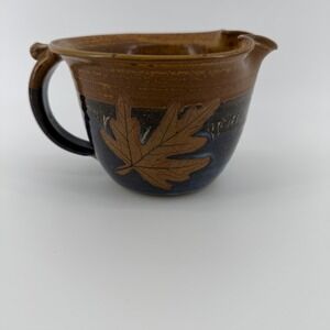 Handmade Pottery Pitcher Maple Leaf Design 2006 Alcwine‎ Pottery